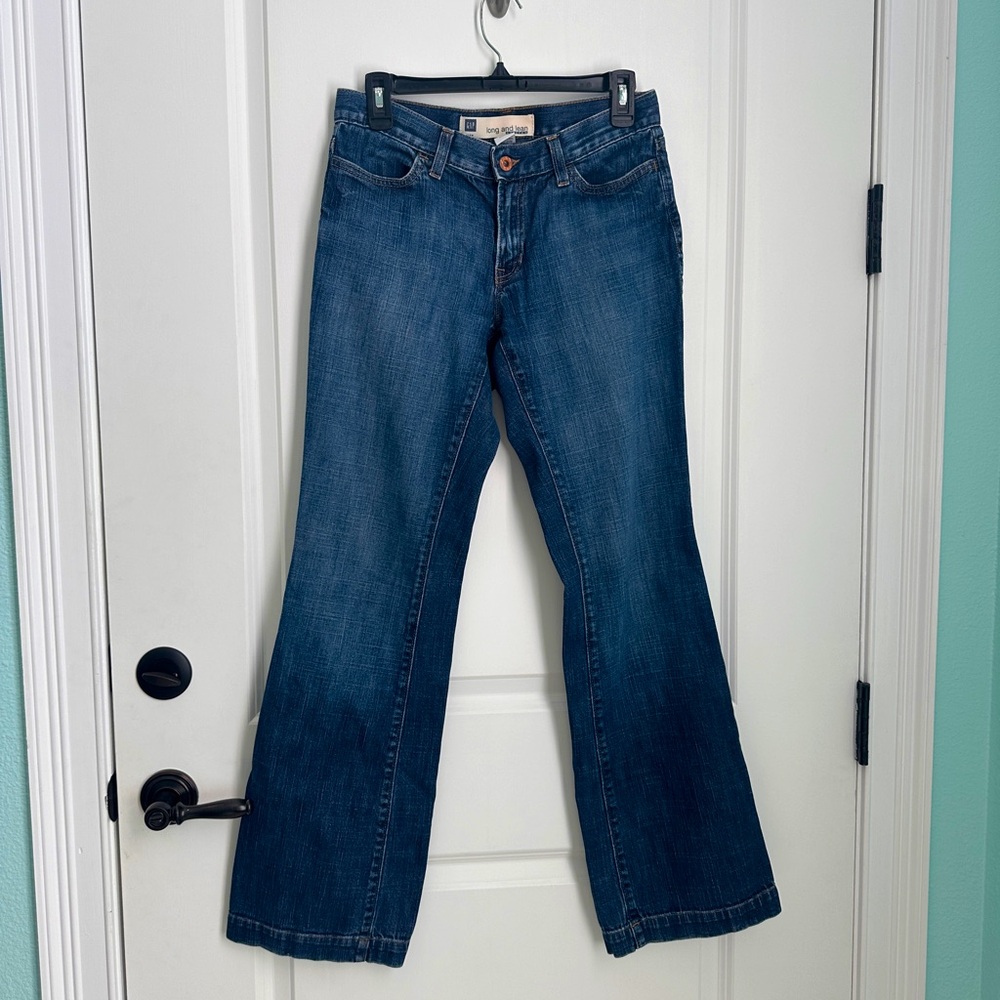GAP Blue Women's Long and Lean Bootcut Jeans - Size 4